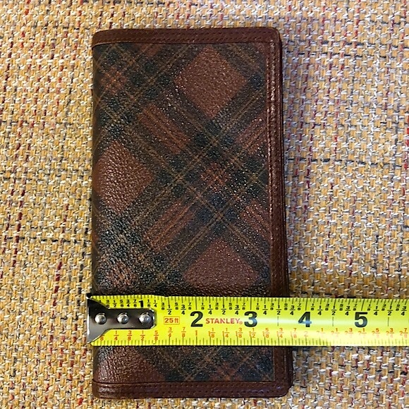 RALPH LAUREN Brown Green Tartan Plaid Multi Billfold Coin Long Bifold Wallet - Picture 16 of 17